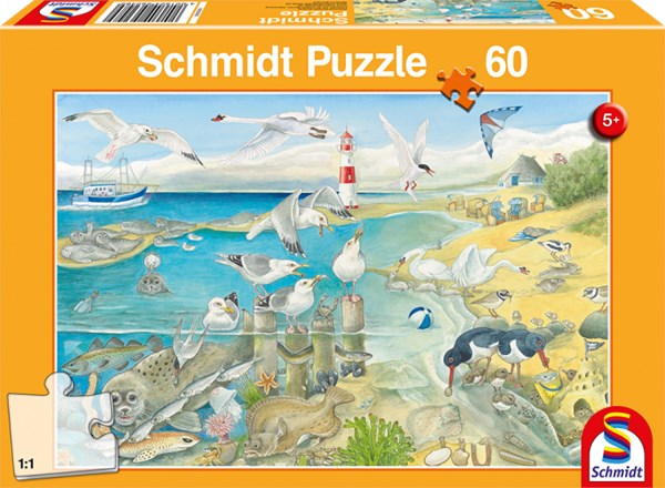 Schmidt Spiele (56248) - "Animals by the Sea" - 60 piezas