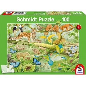 Schmidt Spiele (56250) - "Animals in the Rainforest" - 100 piezas