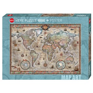 Heye (29871) - Rajko Zigic: "Retro World Map" - 1000 piezas