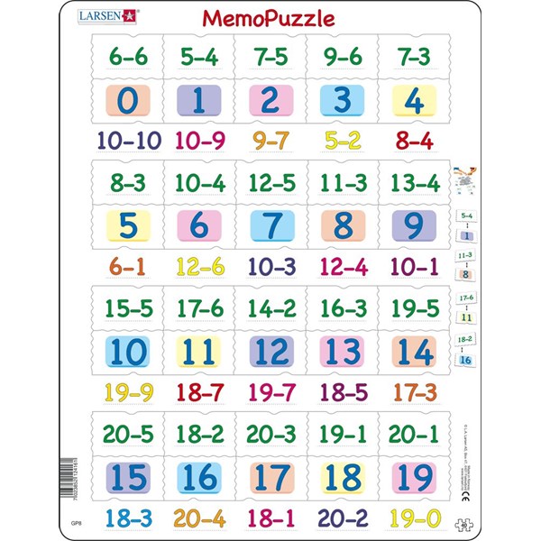 Larsen (GP8) - "MemoPuzzle, Subtraction with numbers from 0 - 20" - 40 piezas