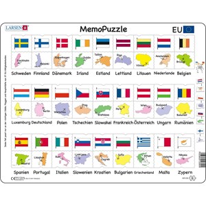 Larsen (GP2-DE) - "MemoPuzzle, Names, flags and capitals of 27 EU member states (in German)" - 54 piezas