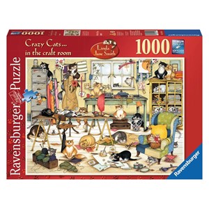 Ravensburger (19245) - Linda Jane Smith: "Crazy Cats in the Craft Room" - 1000 piezas