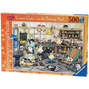 Ravensburger (14135) - Linda Jane Smith: "Crazy Cats in the Potting Shed" - 500 piezas