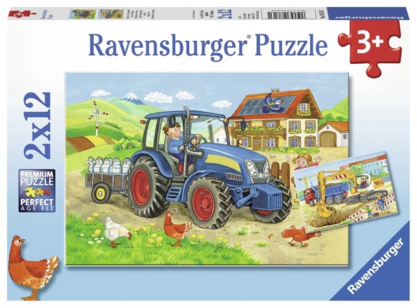 Ravensburger (07616) - "Construction Site and Farm" - 12 piezas