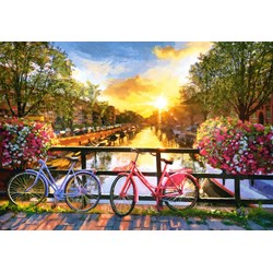 Castorland (C-104536) - "Picturesque Amsterdam With Bicycles" - 1000 piezas