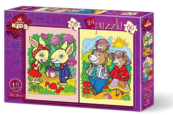 Art Puzzle (4498) - "The Rabbits and The Bear Family" - 35 60 piezas