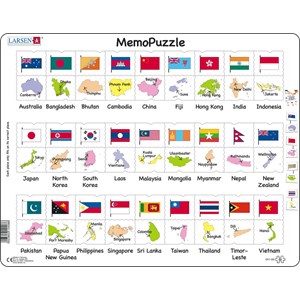 Larsen (GP7-GB) - "Names, Flags and Capitals of 27 Countries in Asia and the Pacific" - 54 piezas