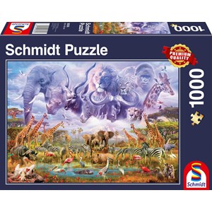 Schmidt Spiele (58356) - "Animals at the Waterhole" - 1000 piezas