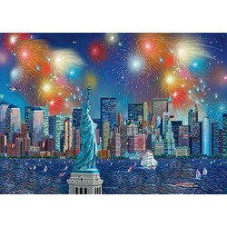 Schmidt Spiele (59649) - Alexander Chen: "Statue of Liberty with Fireworks" - 1000 piezas