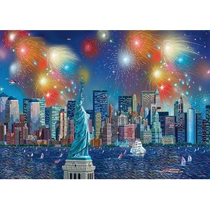 Schmidt Spiele (59649) - Alexander Chen: "Statue of Liberty with Fireworks" - 1000 piezas