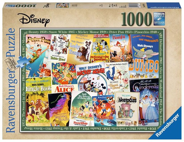 Ravensburger (19874) - "Disney, Vintage Movie Poster" - 1000 piezas