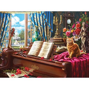 SunsOut (42936) - "Grand Piano Cat" - 1000 piezas