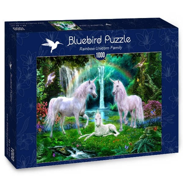 Bluebird Puzzle (70193) - "Rainbow Unicorn Family" - 1000 piezas