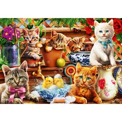 Bluebird Puzzle (70241) - Adrian Chesterman: "Kittens in the Potting Shed" - 1000 piezas