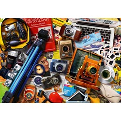 Bluebird Puzzle (70240) - "Retro Camera Tabletop" - 1000 piezas