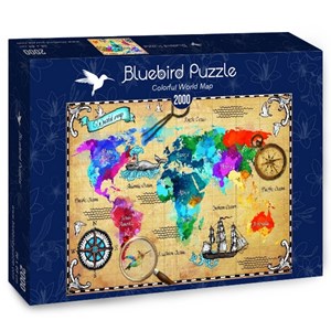 Bluebird Puzzle (70001) - "Colorful World Map" - 2000 piezas