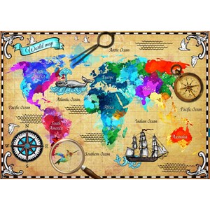Bluebird Puzzle (70001) - "Colorful World Map" - 2000 piezas