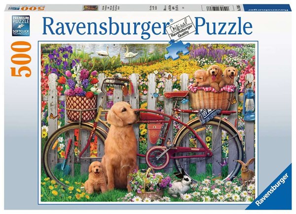 Ravensburger (15036) - "Cute dogs in the garden" - 500 piezas