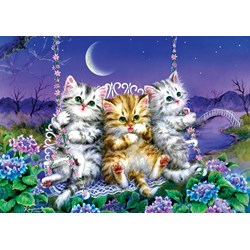 Art Puzzle (5086) - "Moonlight Swing Kittens" - 500 piezas