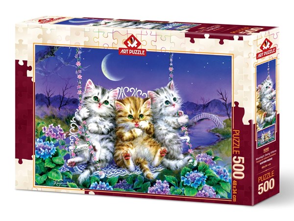 Art Puzzle (5086) - "Moonlight Swing Kittens" - 500 piezas