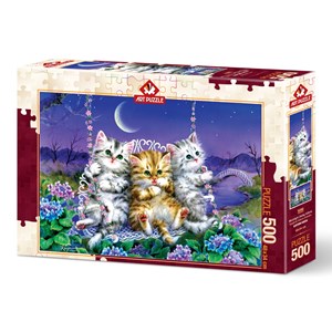 Art Puzzle (5086) - "Moonlight Swing Kittens" - 500 piezas
