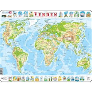 Larsen (K4-DK) - "The World Physical Map - DK" - 80 piezas