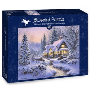 Bluebird Puzzle (70066) - "Winter's Blanket Wouldbie Cottage" - 500 piezas