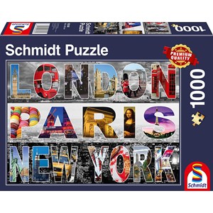 Schmidt Spiele (58348) - "London, Paris, New York" - 1000 piezas