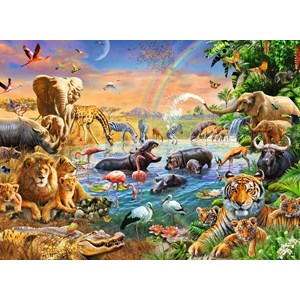 Ravensburger (12910) - "Savannah Jungle Waterhole" - 100 piezas