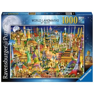 Ravensburger (19843) - "World Landmarks at Night" - 1000 piezas