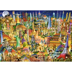 Ravensburger (19843) - "World Landmarks at Night" - 1000 piezas