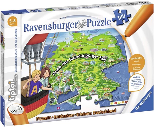 Ravensburger (00831) - "Tiptoi, Puzzlen, Entdecken, Erleben, Deutschland" - 100 piezas