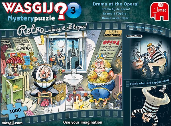 Jumbo (19168) - "Wasgij Mystery 3, Drama at The Opera!" - 1000 piezas