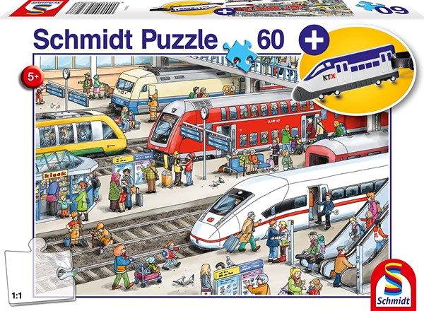 Schmidt Spiele (56328) - "At the train station" - 60 piezas
