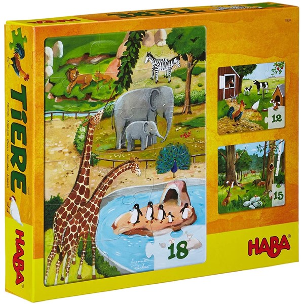 HABA (4960) - "Animals" - 12 15 18 piezas