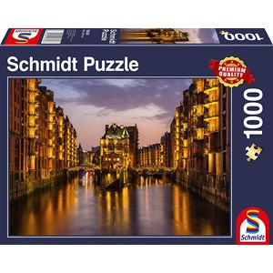 Schmidt Spiele (58358) - "City in The Evening, Hamburg" - 1000 piezas
