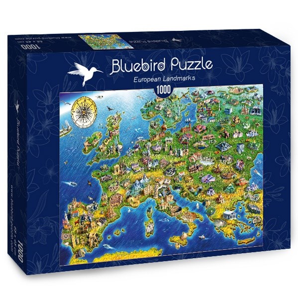 Bluebird Puzzle (70322) - Adrian Chesterman: "European Landmarks" - 1000 piezas