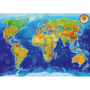 Bluebird Puzzle (70337) - Adrian Chesterman: "World Geo-Political Map" - 1000 piezas