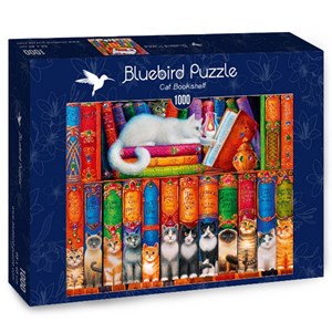 Bluebird Puzzle (70344) - Randal Spangler: "Cat Bookshelf" - 1000 piezas