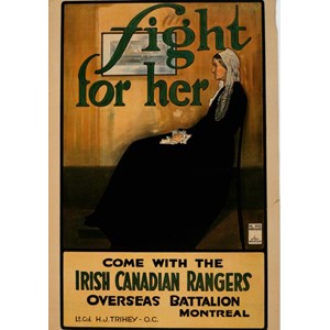 Grafika (00298) - "Fight for Her, World War I recruitment poster from Canada" - 1000 piezas