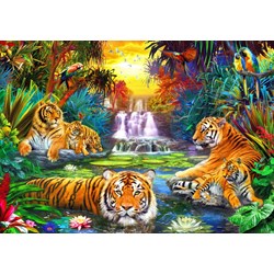 Bluebird Puzzle (70155) - Jan Patrik Krasny: "Family at the Jungle Pool" - 1000 piezas