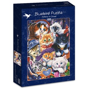 Bluebird Puzzle (70087) - Jenny Newland: "Kittens In Closet" - 1000 piezas
