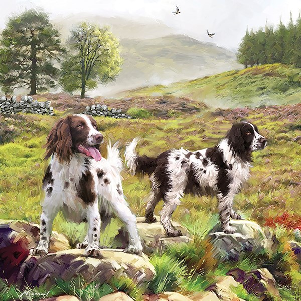 Otter House Puzzle (74132) - "Spaniels On The Moor" - 1000 piezas