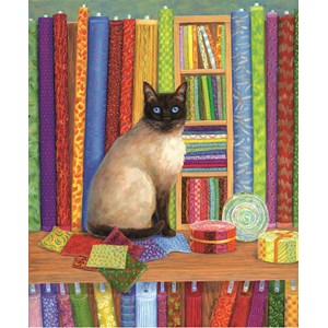 SunsOut (31616) - Linda Elliott: "Quilt Shop Cat" - 1000 piezas