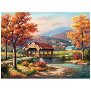 SunsOut (36608) - Sung Kim: "Fall at the Covered Bridge" - 1000 piezas