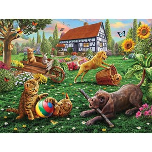SunsOut (51836) - Adrian Chesterman: "Dogs and Cats at Play" - 500 piezas