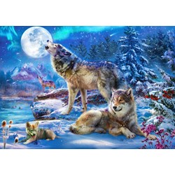 Bluebird Puzzle (70147) - Jan Patrik Krasny: "Winter Wolf Family" - 1500 piezas