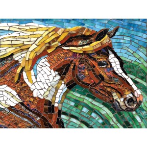 SunsOut (70701) - Cynthie Fisher: "Stained Glass Horse" - 1000 piezas