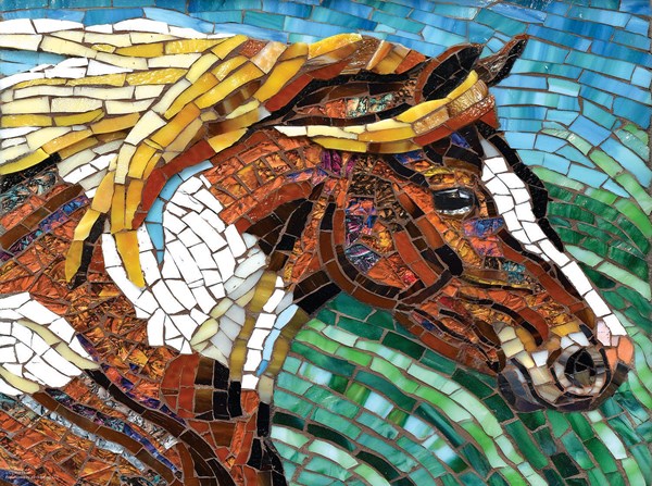 SunsOut (70701) - Cynthie Fisher: "Stained Glass Horse" - 1000 piezas