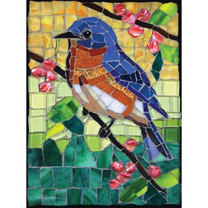SunsOut (70716) - Cynthie Fisher: "Stained Glass Bluebird" - 1000 piezas